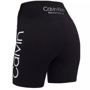 Calvin Klein Biker Shorts Mid Rise Black Graphic Print Side Pocket Extra Small